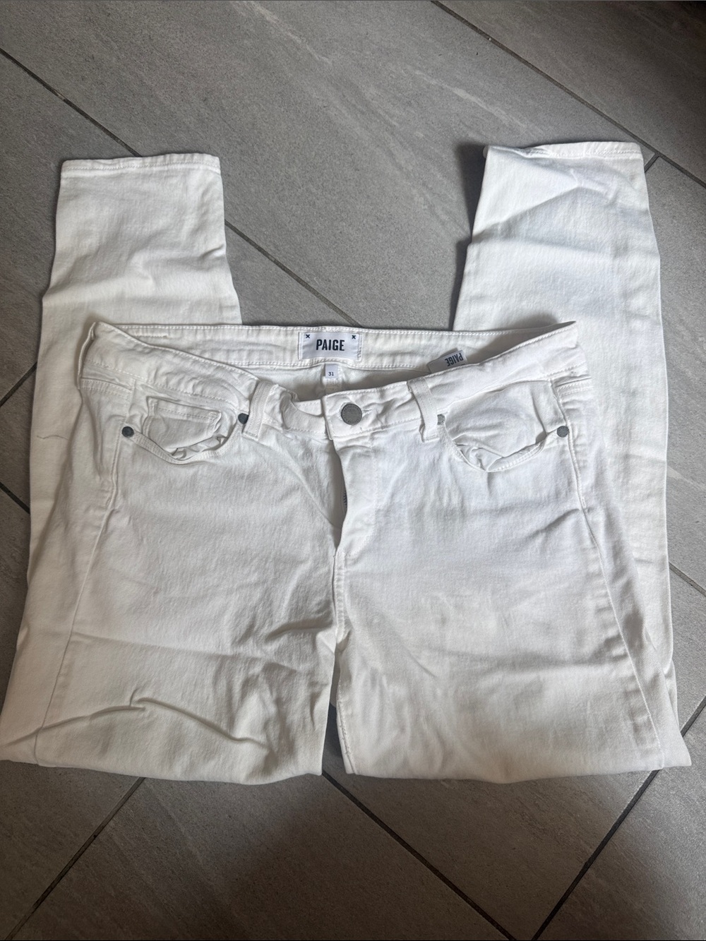 PAIGE Verdugo Skinny Ankle Mid Rise White Jeans Women's Size 31